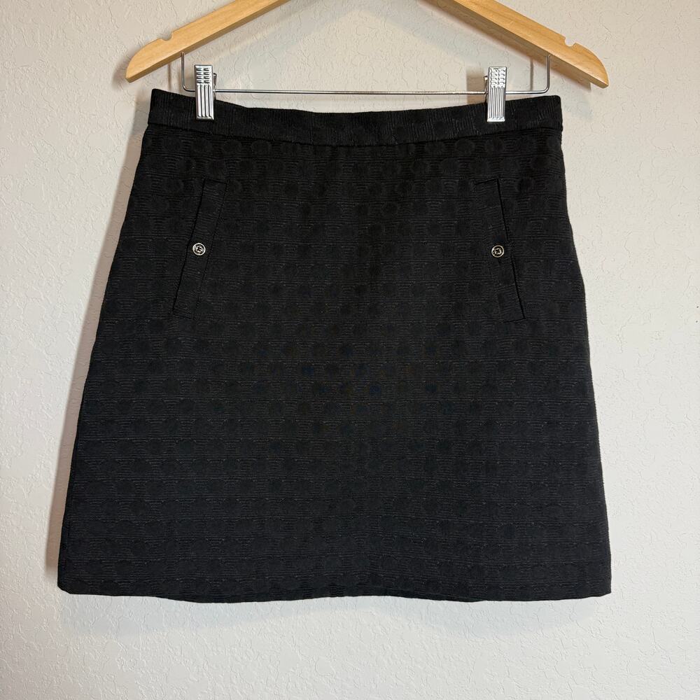 Women's Banana Republic Textured Polka Dot Black Mini Skirt Size 6